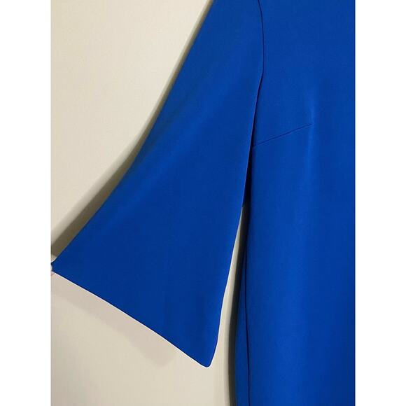 Chico's V-Neck Shift Dress Women's Size 1 8/10 Blue 3/4 Kimono Sleeve Back Zip - Picture 2 of 7